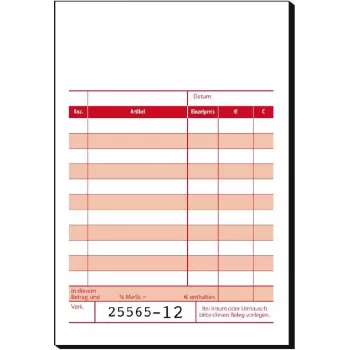 SIGEL KC621 kwitantieblok met optelblad, A6 liggend, 50 formulieren, doorlopend genummerd, wit