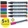 Schneider Maxx 290 whiteboard- en flipchartmarkerset, 6 stuks, verschillende kleuren, 2,0 - 3,0 mm