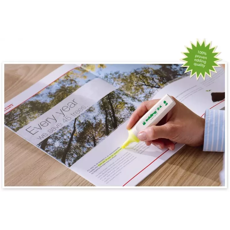 edding 24 EcoLine markeerstift, geel, beitelpunt 2-5 mm, verpakking van 10