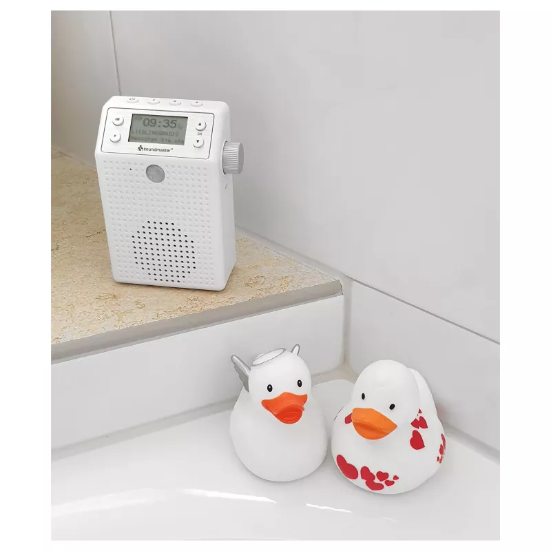 Soundmaster DAB60WE stopcontactradio DAB+, FM, Bluetooth, USB handsfreefunctie, spatwaterdicht, wit