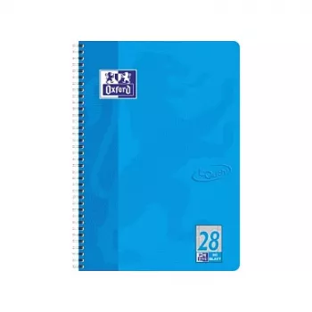 Oxford Touch collegeblok A4+ geruit Sea Blue 80 vel 160 pagina's spiraalgebonden microgeperforeerd 4-gaats 90gsm Optik Paper FSC-gecertificeerd