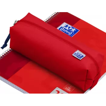 Oxford etui rechthoekig groot rood gerecycled polyester