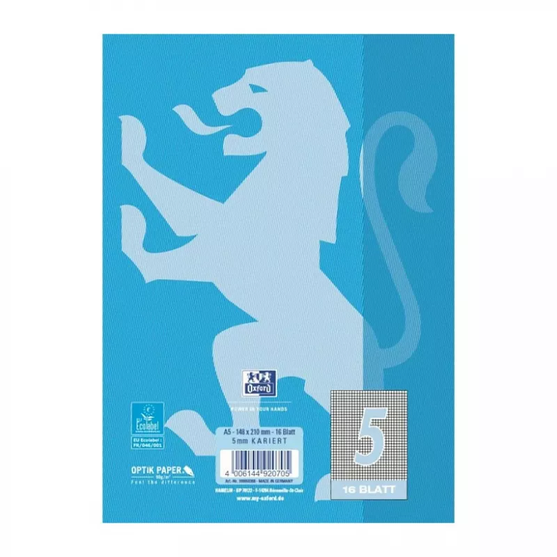 Oxford 100050368 notitieboek A5 90 g/m2 blauw