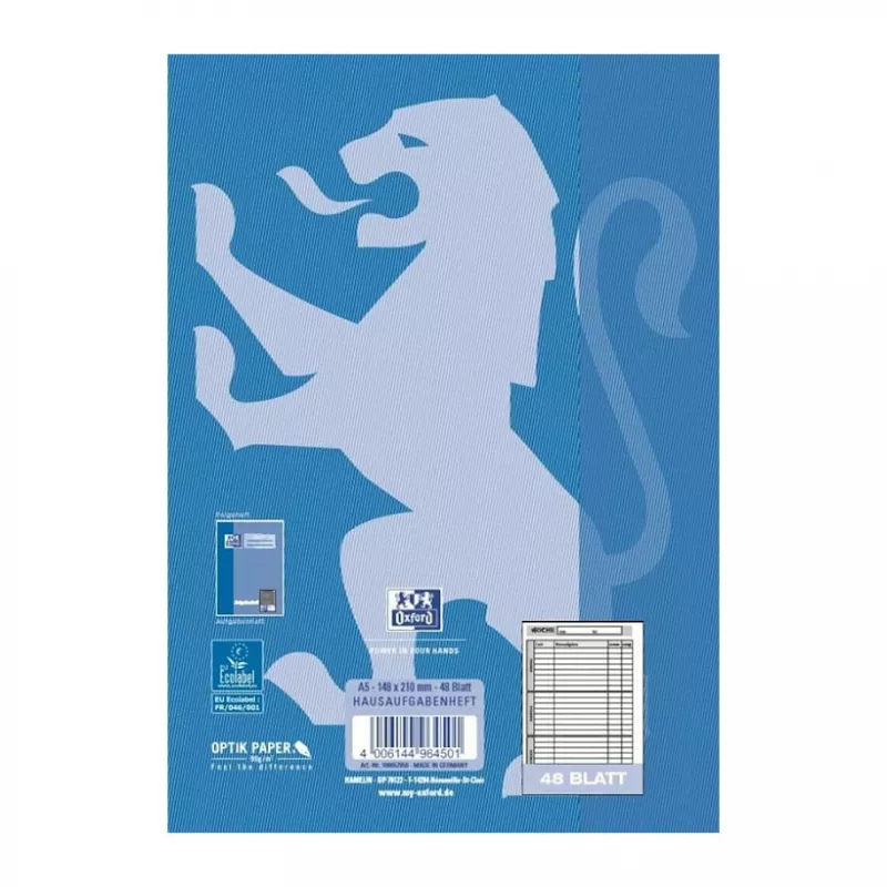 Oxford 100057950 notitieboek A5 90 g/m2 blauw