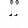 REV Ritter solar tuinlampen set 2-pack RVS bollen met grondpen IP44 6u brandduur 2920010050