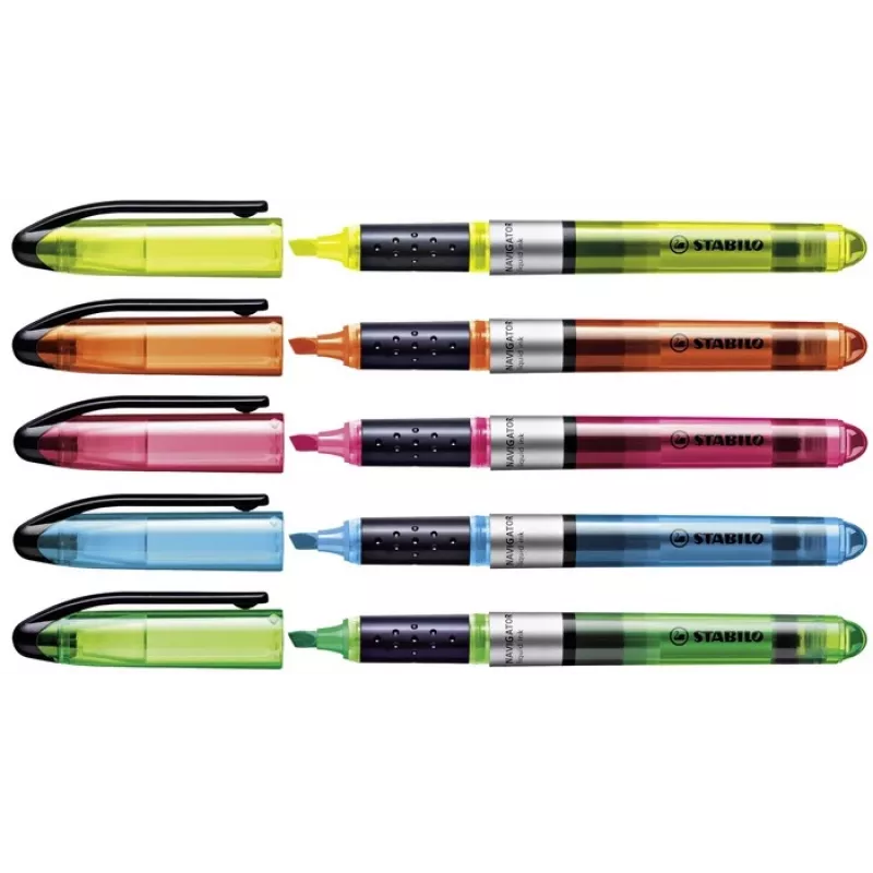 STABILO Navigator highlighter - 10-pack - blauw - beitelpunt - 1 mm / 4 mm lijnbreedte - inkt op waterbasis - kunststof