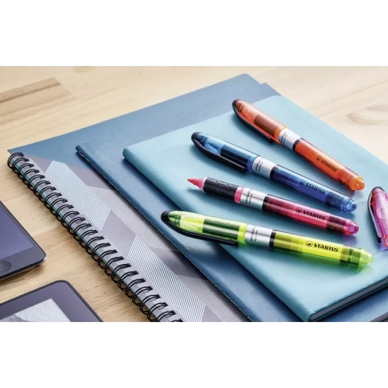 STABILO Navigator highlighter - 10-pack - blauw - beitelpunt - 1 mm / 4 mm lijnbreedte - inkt op waterbasis - kunststof