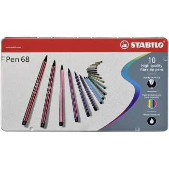 STABILO Pen 68 viltstift - 1 mm - 10 kleuren assorti