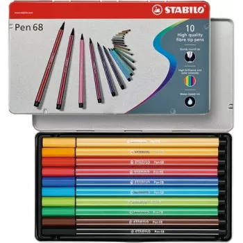STABILO Pen 68 viltstift - 1 mm - 10 kleuren assorti