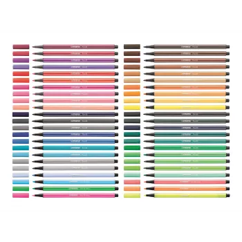 STABILO Pen 68 viltstift set, 20 kleuren assorti, kunststofbox, Zebrui turquoise, 1 mm lijndikte