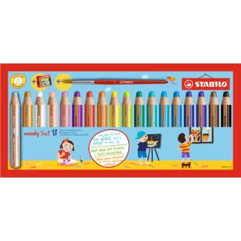 STABILO Woody 3 in 1 multi-talent pen - zacht - kleuren assorti - 18 stuks
