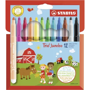 STABILO 380/12 fineliner pennen set - 12 verschillende kleuren (zwart, blauw, bruin, groen, lichtcyaan, lichtgroen, oranje, perzik, roze, rood, wit, geel) - 0,4 mm punt - inkt op waterbasis - kunststof etui