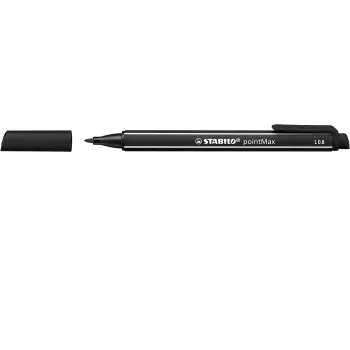 STABILO pointMax viltstift - zwart - medium - 0,8 mm - rond - inkt op waterbasis - nylonpunt