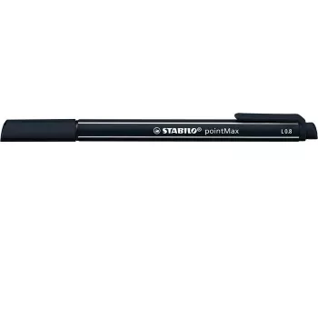 STABILO pointMax viltstift - zwart - medium - 0,8 mm - rond - inkt op waterbasis - nylonpunt
