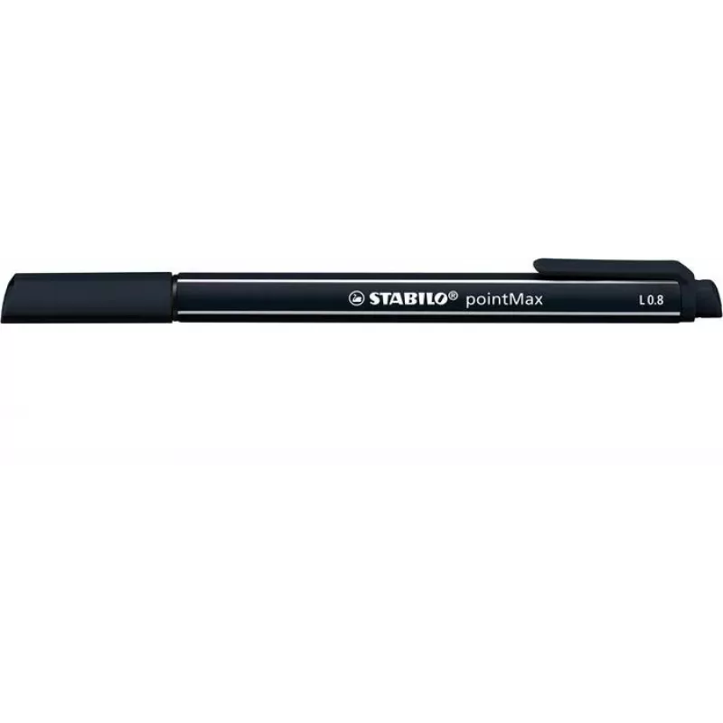 STABILO pointMax viltstift - zwart - medium - 0,8 mm - rond - inkt op waterbasis - nylonpunt