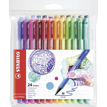 STABILO pointMax fineliner set - 24 verschillende kleuren - 0,8 mm vezelpunt - inkt op waterbasis