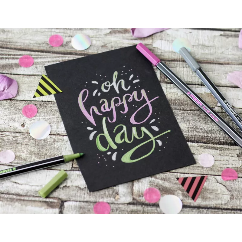 STABILO Pen 68 Metallic vezelstift - metallic roze - 1 stuk