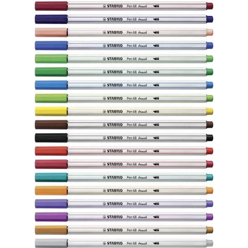 STABILO Pen 68 Brush - blauw - penseelpunt - inkt op waterbasis - zeshoekig - 1 stift
