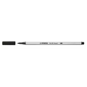 STABILO Pen 68 Brush - medium - zwart - penseelpunt - inkt op waterbasis - Duitsland - volwassenen & kinderen