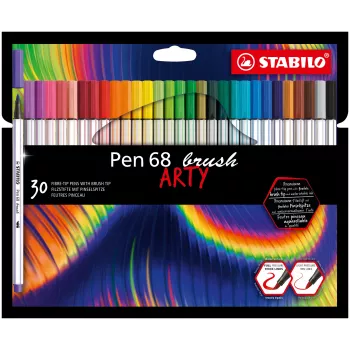 STABILO Pen 68 brush ARTY Edition brushpen set - 30 gemengde kleuren in kartonnen etui