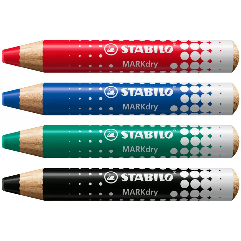 STABILO MARKdry drywipe marker potlood voor whiteboards zwart 5-pack