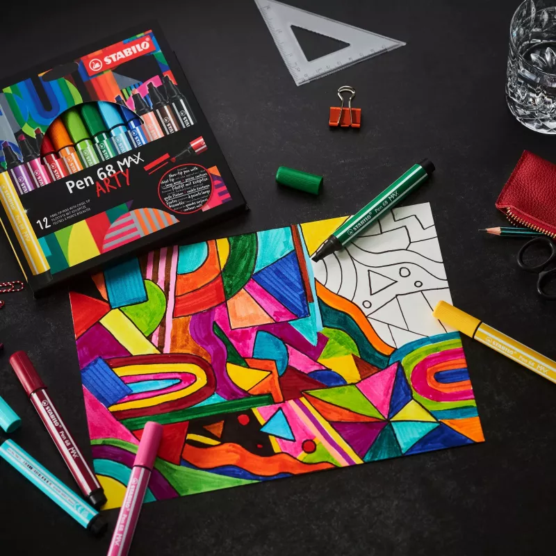 STABILO Pen 68 MAX 4-pack ARTY viltstift met beitelpunt