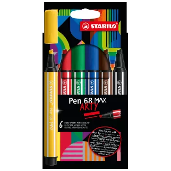 STABILO Pen 68 MAX 6-pack Arty Edition viltstiften met beitelpunt