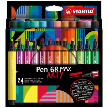 STABILO Pen 68 MAX 24-delige etui ARTY viltstift met beitelpunt