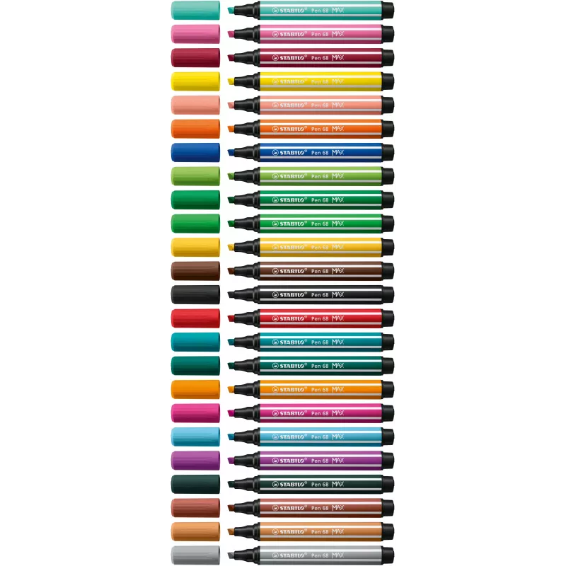 STABILO Pen 68 MAX 24-delige etui ARTY viltstift met beitelpunt