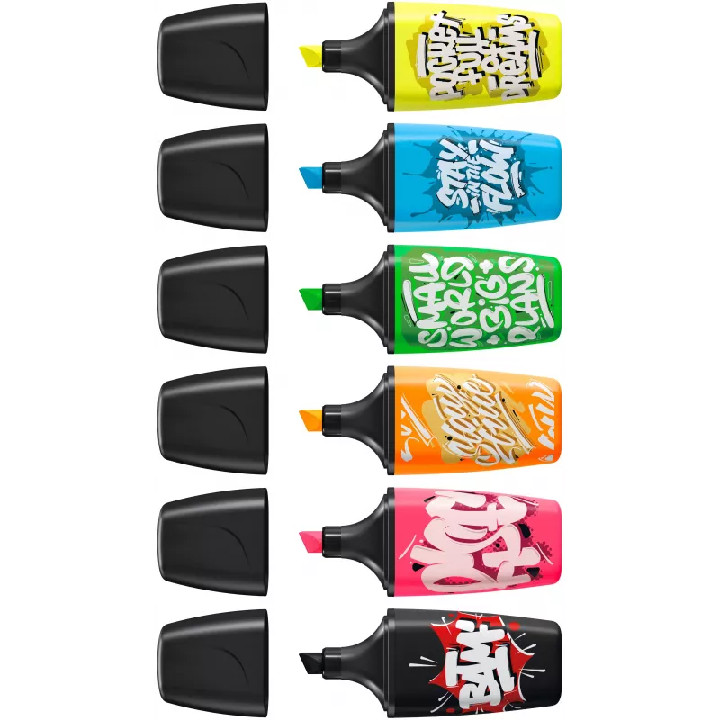 STABILO Boss Mini Snooze textmarker set, gemengde kleuren, 6 stuks