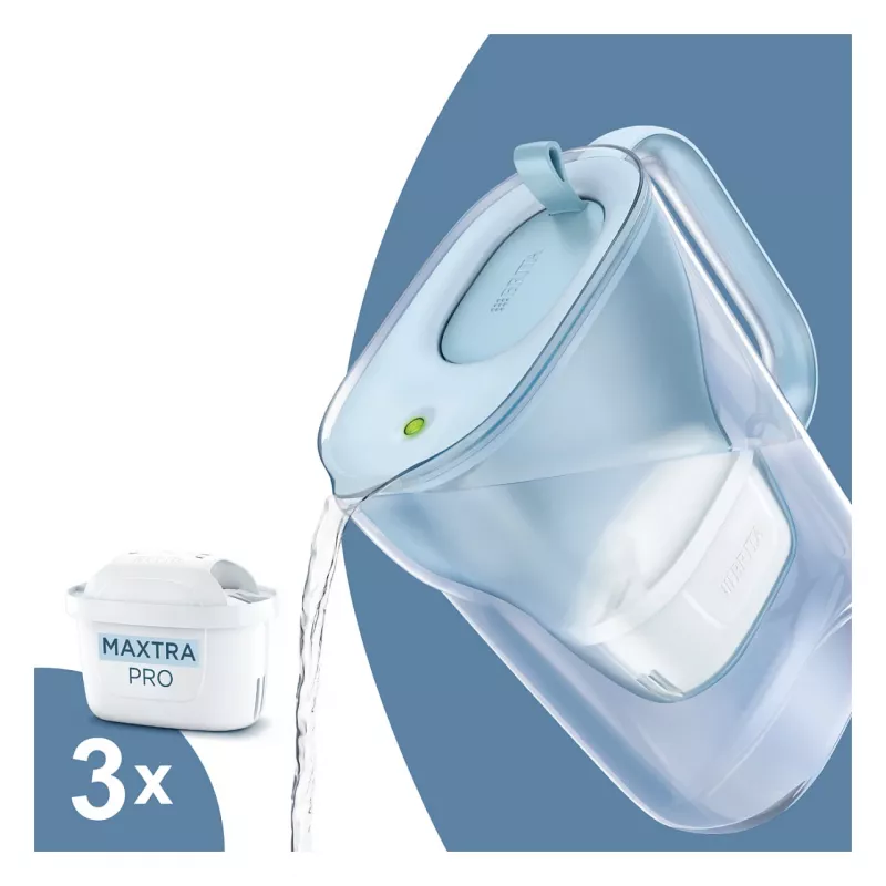 BRITA Style Eco waterfilterkan, Glacier Blue, incl. 3 MAXTRA PRO All-in-1 cartridges