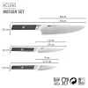GEFU ACURO 3-delige messenset - koksmes, universeel mes en schilmes