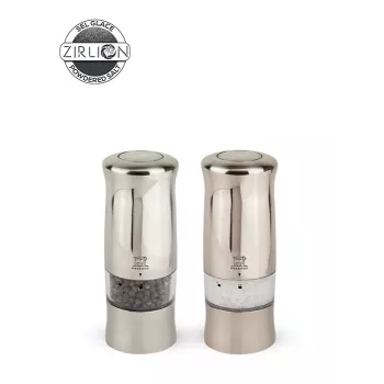 Peugeot Zeli Duo PM+SM Z Elektrische Zout- en Pepermolen Set Zilver 14 cm