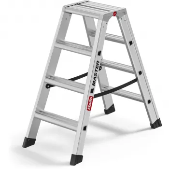 Hailo Master D100 2 x 4 treden trap - dubbelzijdige aluminium trap, 150 kg draagvermogen, EN 131