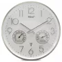 MEBUS 12989 radiografische wandklok met thermo-hygrometer, zilveren rand, witte wijzerplaat, DCF77