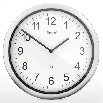 MEBUS 19809 radiografische wandklok wit/zilver