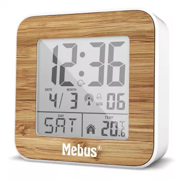 Mebus 27247 radiowecker met digitaal display, wit/houtlook