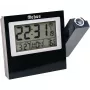 MEBUS 42424 projectiewekker met radiografische besturing DCF77, rode LED-projectie, LCD-display, dual-alarm, binnentemperatuur, blauwe achtergrondverlichting, zwart