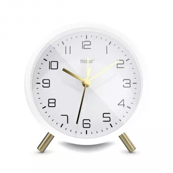 MEBUS 56973 quartz wekker wit analoog silent sweep