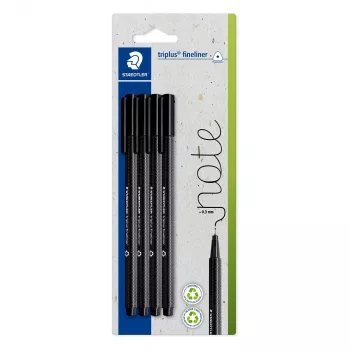 STAEDTLER Triplus fineliner 0,3 mm zwart 4-pack