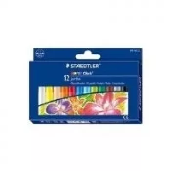 STAEDTLER Noris Club 243 NC12 waskrijtjes - 12 gemengde kleuren - 11 mm diameter - kartonnen doos