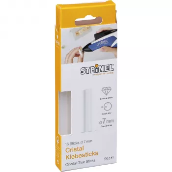 STEINEL 7mm Cristal hotmeltlijmstiften (16-pack) - transparante EVA-lijmstiften voor 7mm lijmpistolen