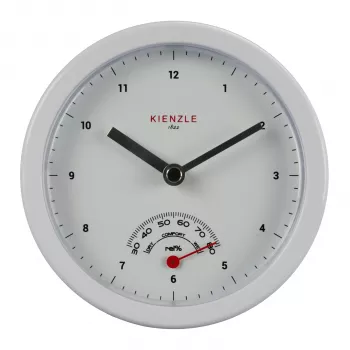 KIENZLE mini badkamerklok (14980) - wit, analoog, quartz, batterijgevoed, zuignapmontage, spatwaterdicht