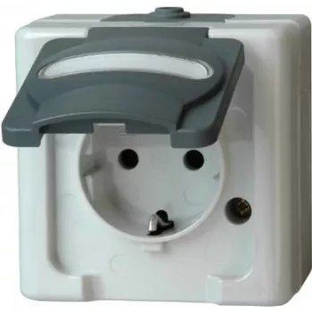 HEINRICH KOPP Schuko-stopcontact 1-voudig opbouw vochtige ruimte IP44 grijs 16A 250V (103356006)