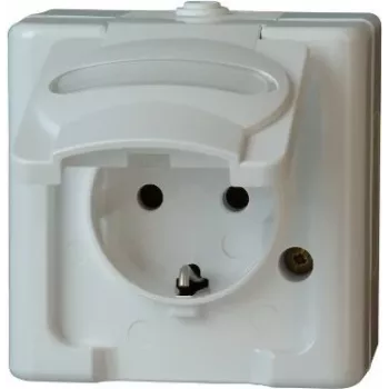 HEINRICH KOPP Schuko-stopcontact 1-voudig opbouw vochtige ruimte IP44 arctisch wit 16A 250V (103302007)