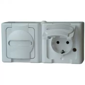 HEINRICH KOPP BLUE ELECTRIC opbouw-combinatie schakelaar en Schuko-stopcontact, IP44, arctic wit, 250V, 16A (131202003)