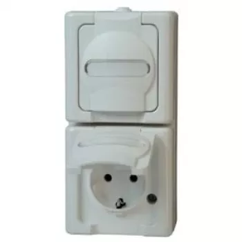 HEINRICH KOPP BLUE ELECTRIC opbouw dubbel stopcontact IP44 arctisch wit 2-voudig verticaal (131402009)