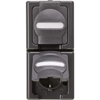 Heinrich Kopp BlueElectric 2-voudige opbouwstopcontact IP44 antraciet glanzend met klepdeksel