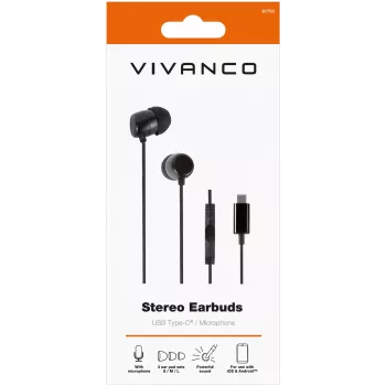 Vivanco Stereo USB-C in-ear koptelefoon, zwart (61752)