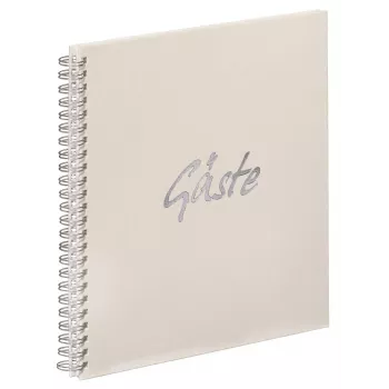PAGNA gastenboek met spiraalbinding, vierkant, blanco, crèmekleurig, hardcover, 40 pagina's